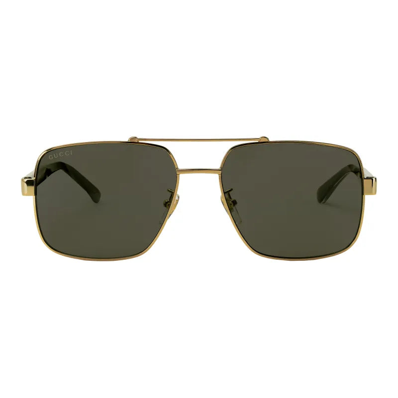 Gucci Plate and Metal Brownline Sunglasses for Men, Black and Gold