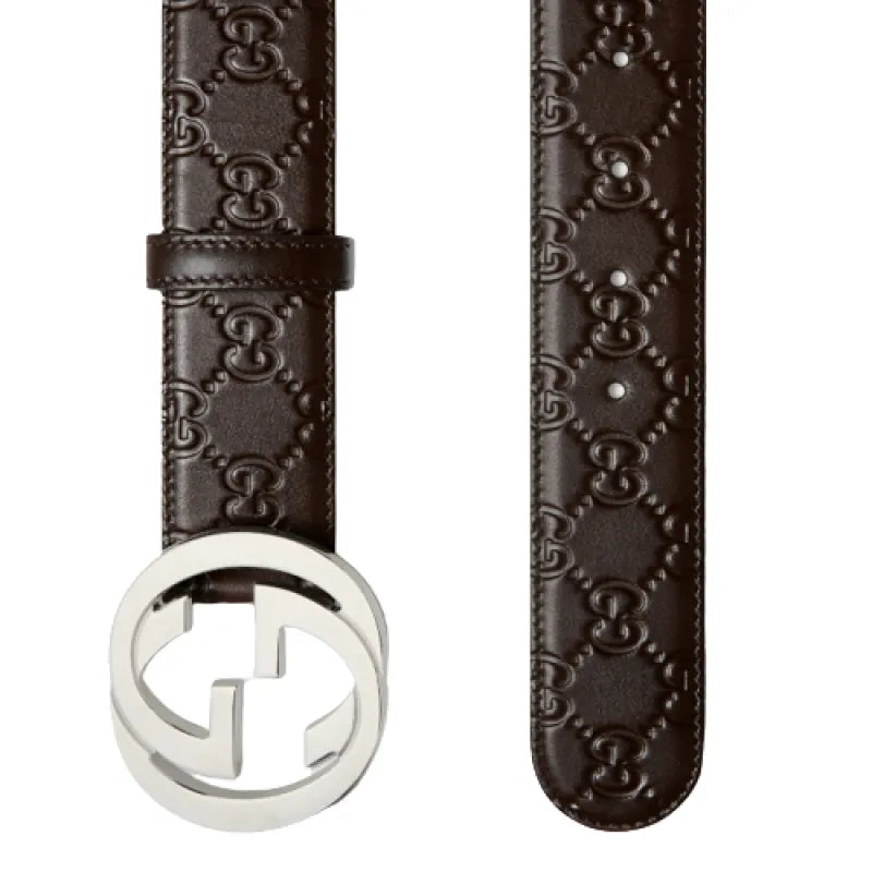Gucci Signature Leather Belt Men's Brown 4cm Width