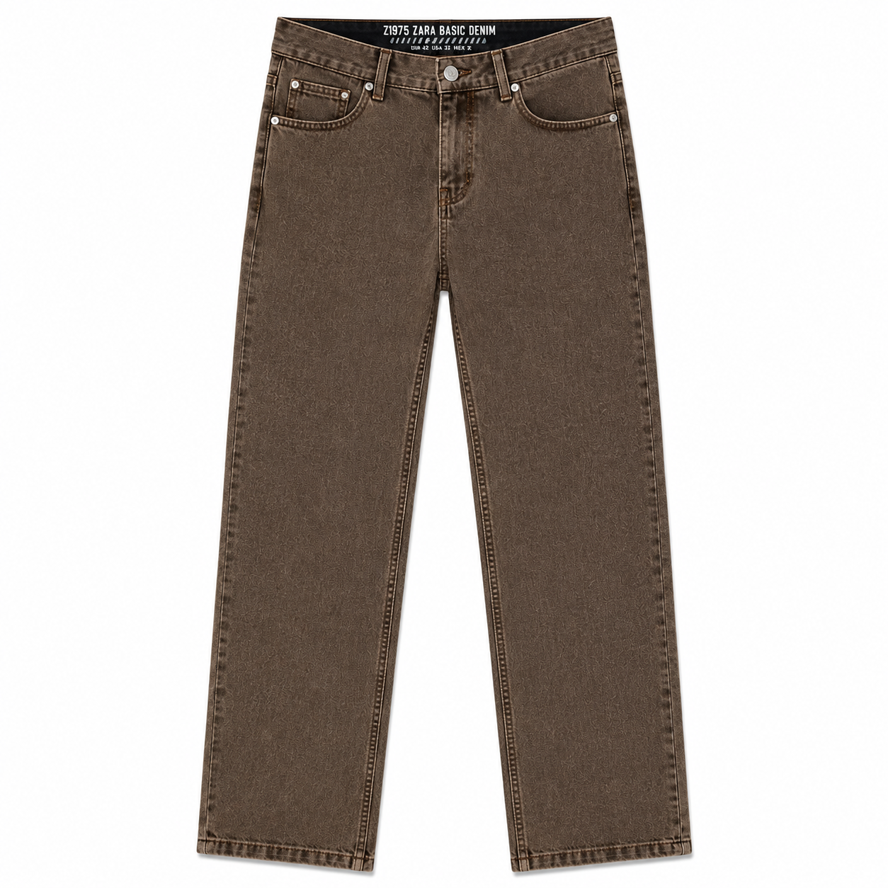 ZA_RA Basic Brown Straight Fit Jeans for Men | Premium Washed Denim | Classic Everyday Style