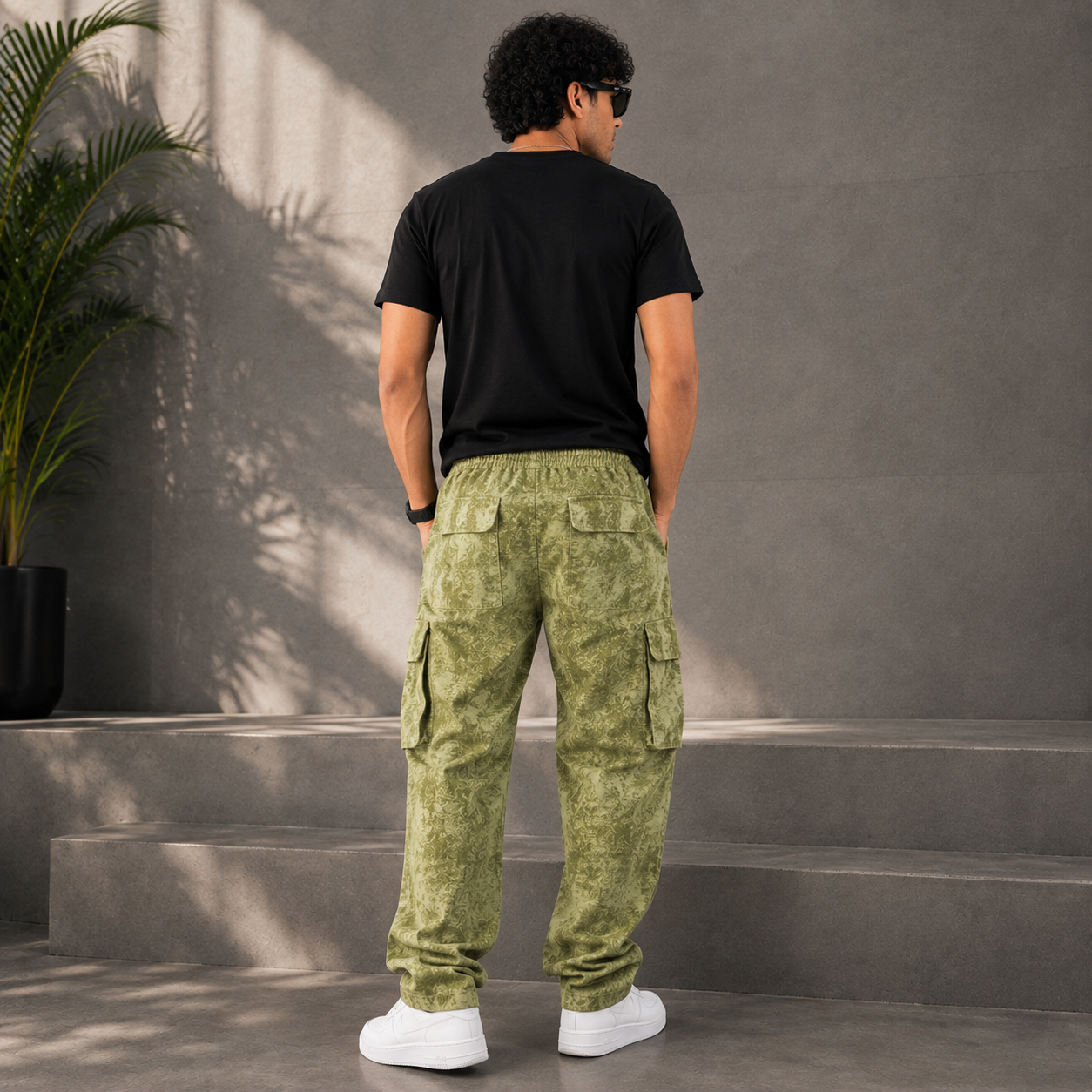 Po_lo Men's Olive Green Premium Cargo Lower | Relaxed Fit Utility Joggers with Drawstring Waist