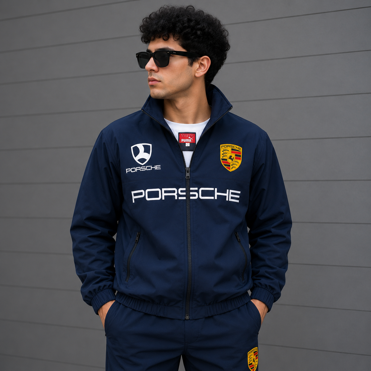 Pors_che Motor_sport x Pu_ma Men’s Navy Blue Racing Track Jacket – Premium Zip-Up Jacket