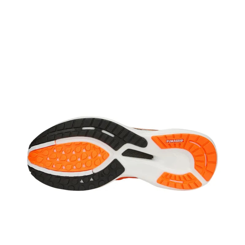Pu_ma Deviate NITRO 2 Anti-Slip + Abrasion-Resistant Low-Top Carbon Plate Marathon Running Shoes for Men, Black and Orange