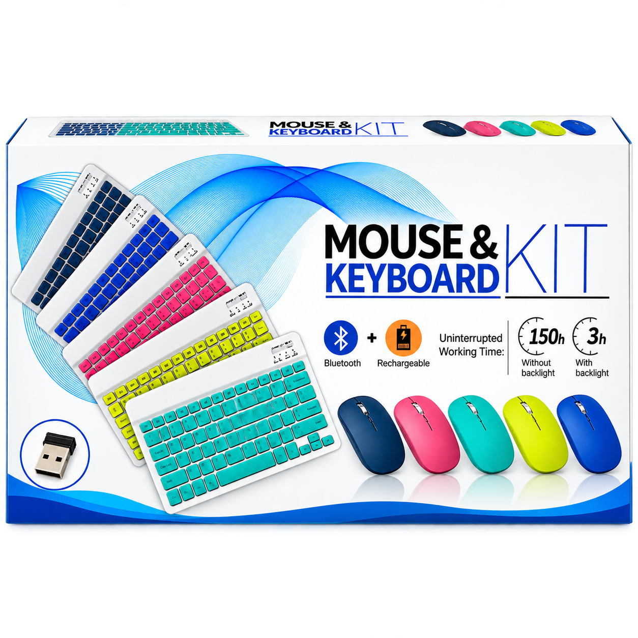 Rechargeable Wireless Keyboard & Mouse Combo – Slim Bluetooth Keyboard with Silent Mouse