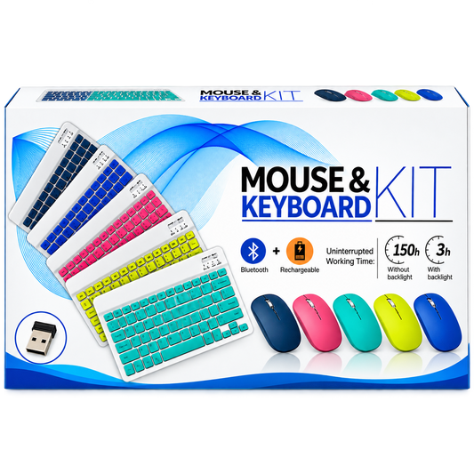 Rechargeable Wireless Keyboard & Mouse Combo – Slim Bluetooth Keyboard with Silent Mouse