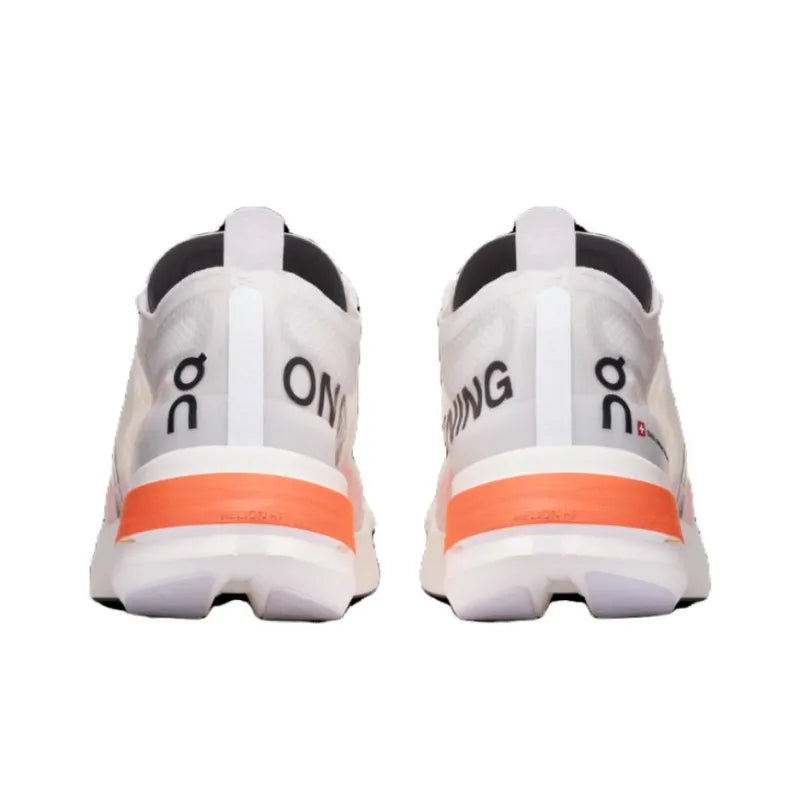 On Cloudboom Strike Breathable Low-Top Marathon Running Shoes for Men, White and Pink