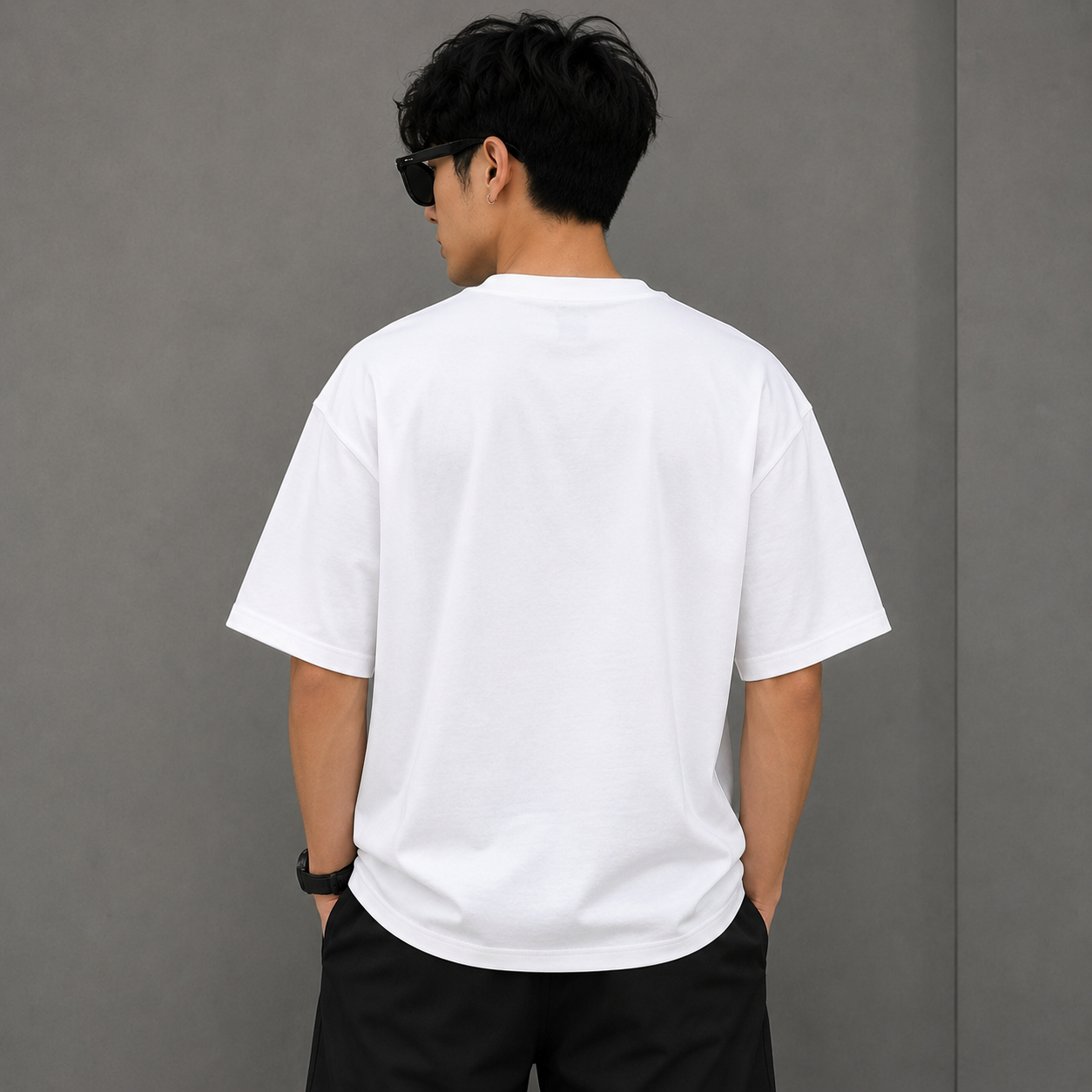 Lac_oste Men’s White Graphic T-Shirt | Premium Crocodile Print Oversized Crew Neck Tee