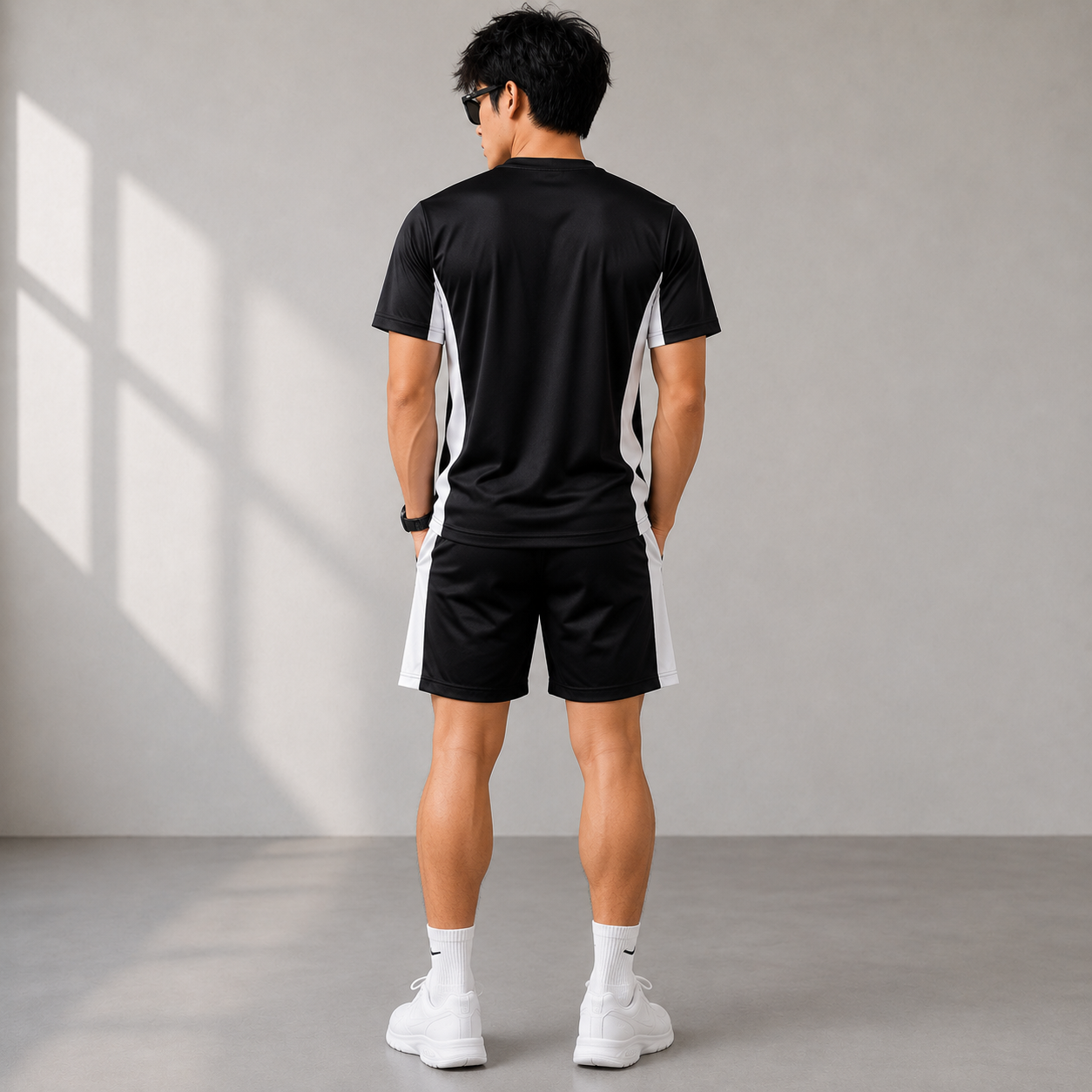 Ni_ke Men’s Black & White Sports T-Shirt & Shorts Co-ord Set | Athletic Gym & Running Set