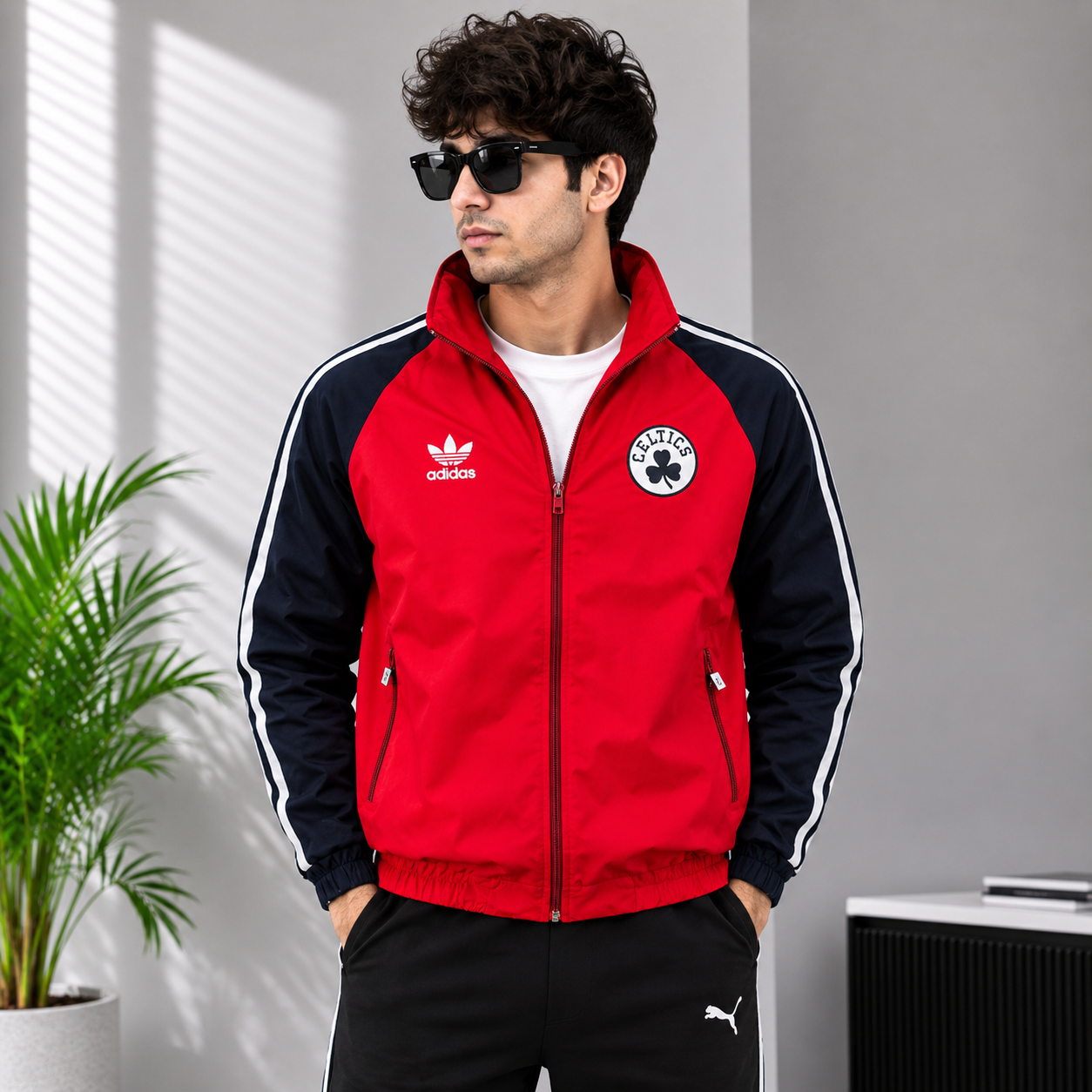 Adi_das Celtics Men’s Red & Navy Sports Track Jacket – Premium Athletic Style