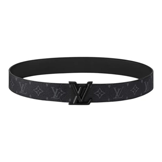 LouisVuitton Dimension Coated Canvas Leather Belt Men's Black 4CM Wide