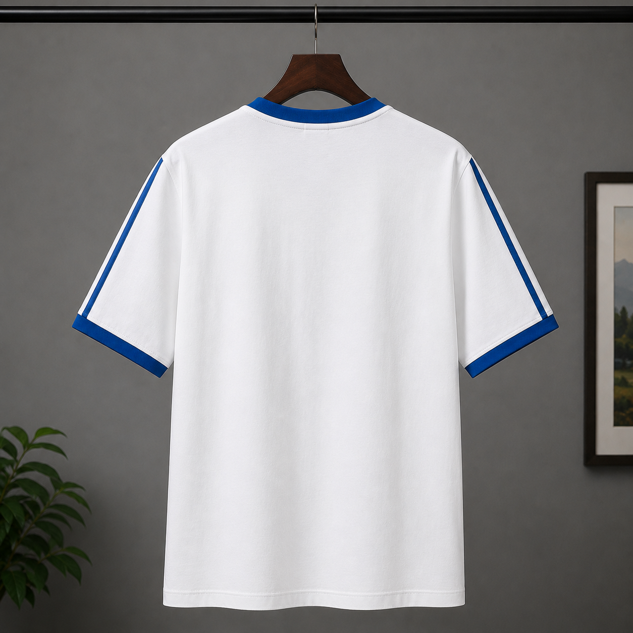 Bos_ton R_ed S_ox Inspired Men's Premium White Oversized Cotton T-Shirt with Blue Contrast Stripe