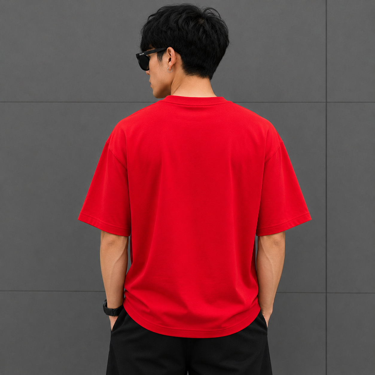 Lac_oste Men’s Red Graphic T-Shirt | Premium Crocodile Design Oversized Crew Neck Tee
