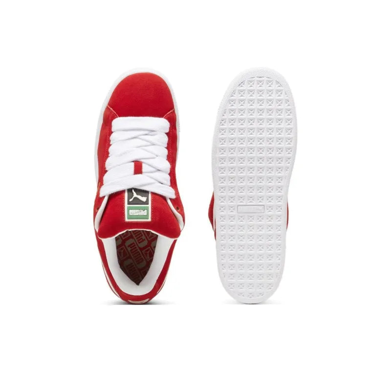 Puma Suede XL Abrasion-Resistant Low-Top Skateboarding Shoes for Men, Red and White