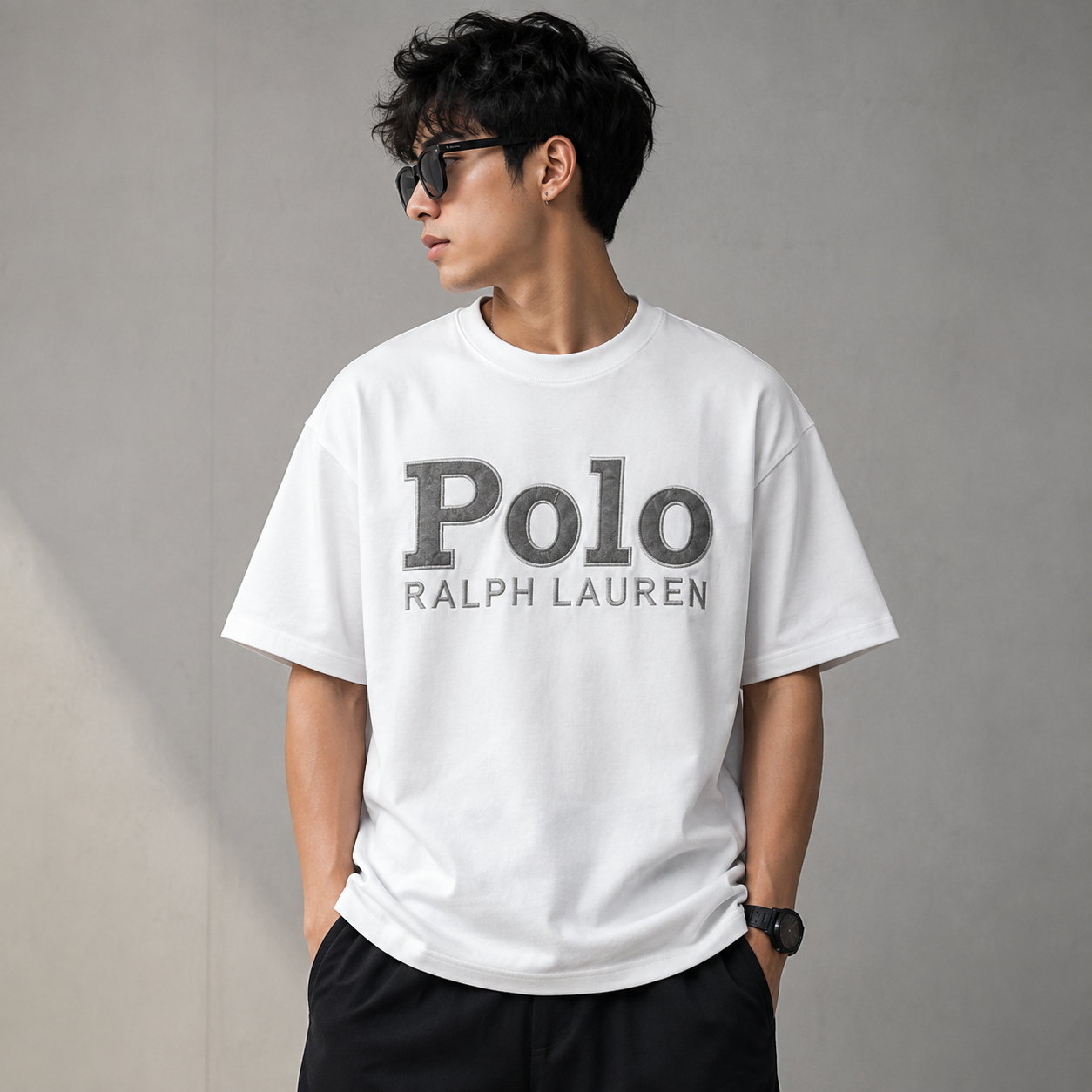 Po_lo Ra_lph Lau_ren Men’s White Boxy Fit Embroidered T-Shirt | Premium Oversized Tee