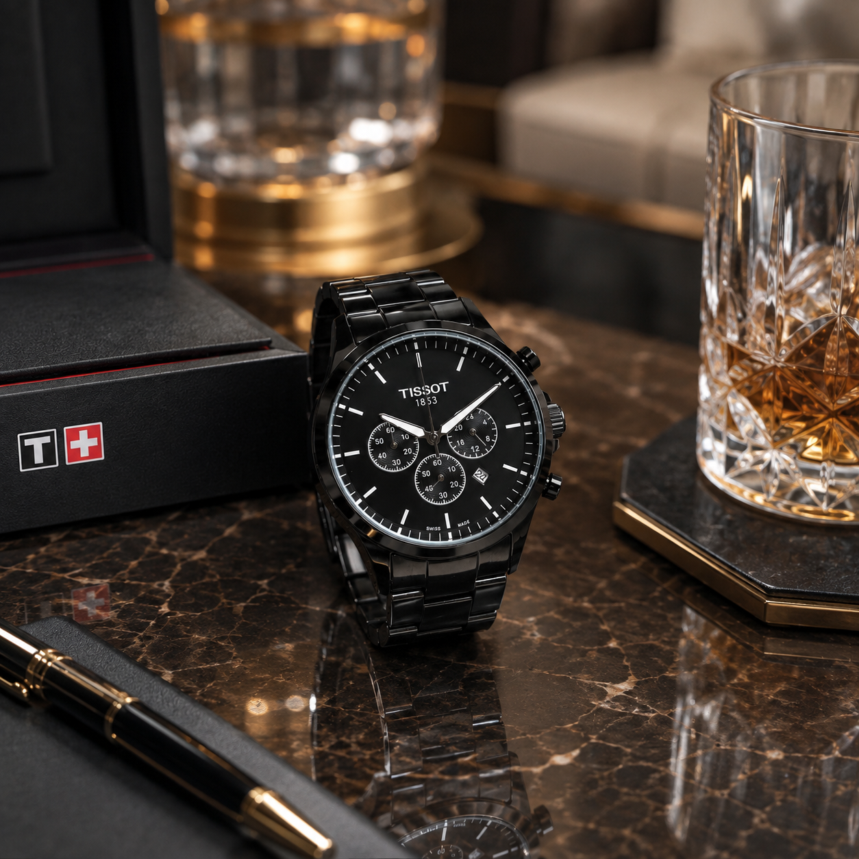 Tis_sot 1853 Black Chronograph Style Men's Watch – Premium Metal Strap