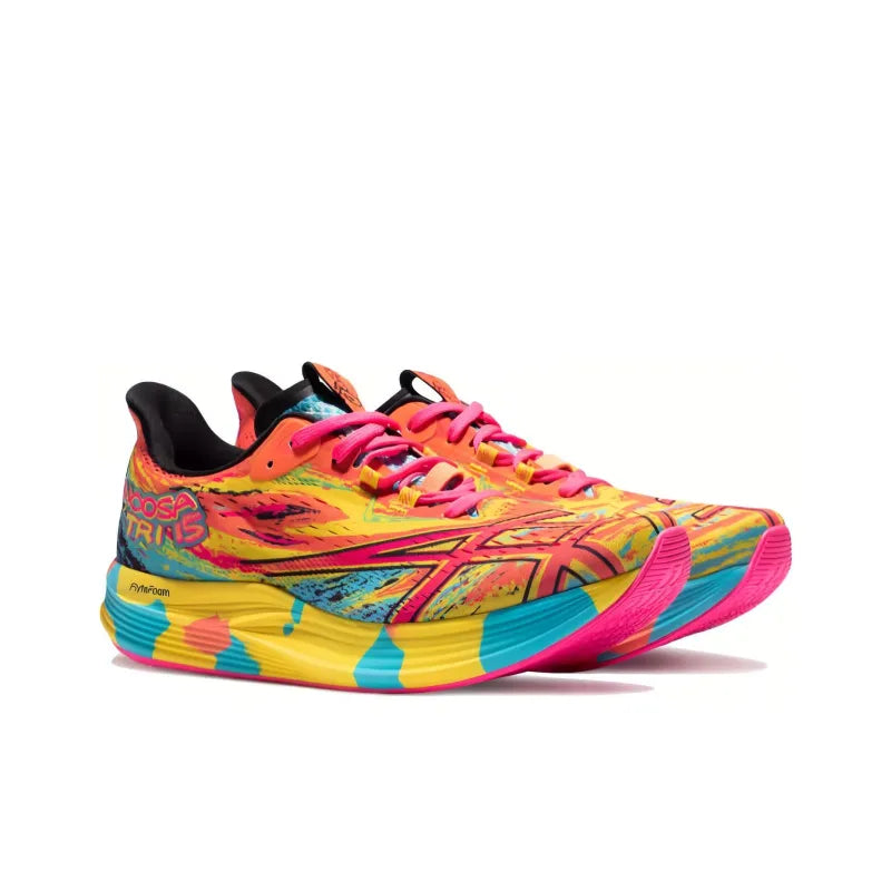 Asi_cs Noosa Tri 15 cushioning, abrasion resistance, and elasticity low-top training running shoe for men, yellow, pink, and blue.