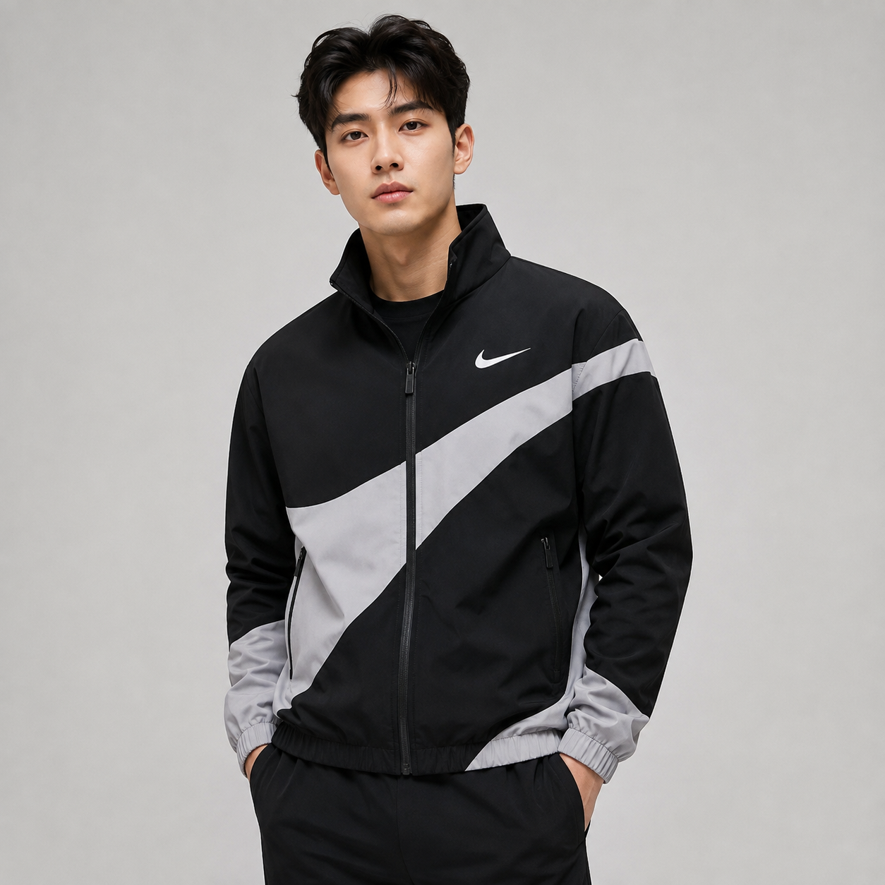 Ni_ke Men's Colorblock Sports Track Jacket – Lightweight Full Zip Casual Windbreaker