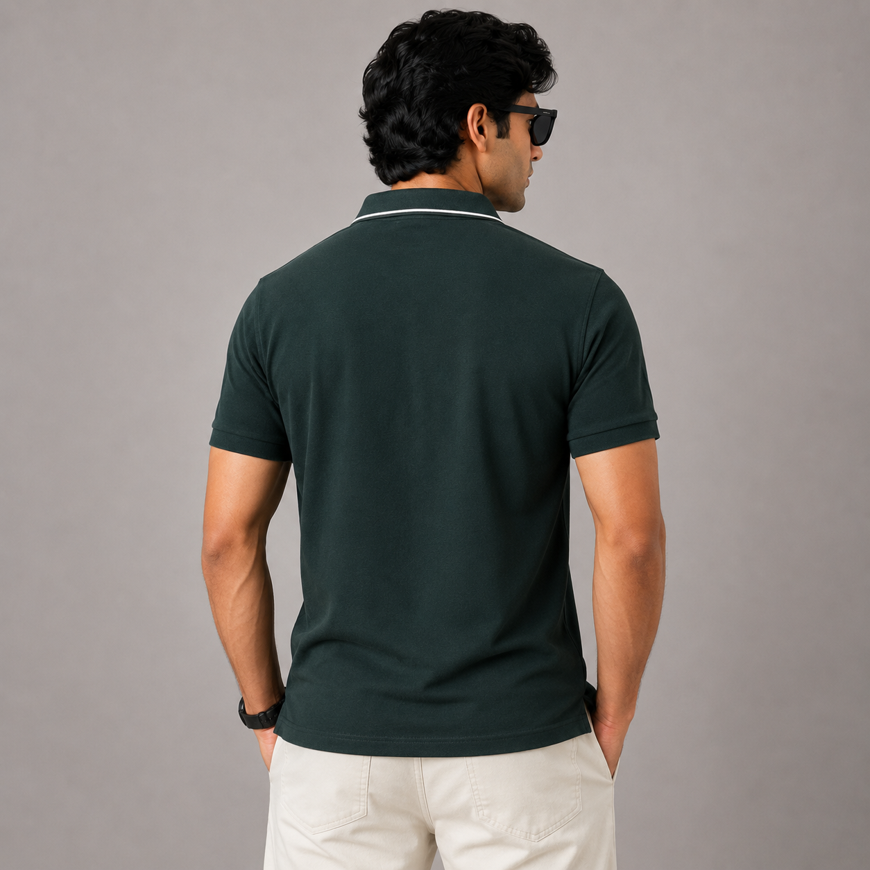 Po_lo Ra_lph Lau_ren Men’s Dark Green Premium Polo T-Shirt – Signature Pony Logo & Contrast Collar