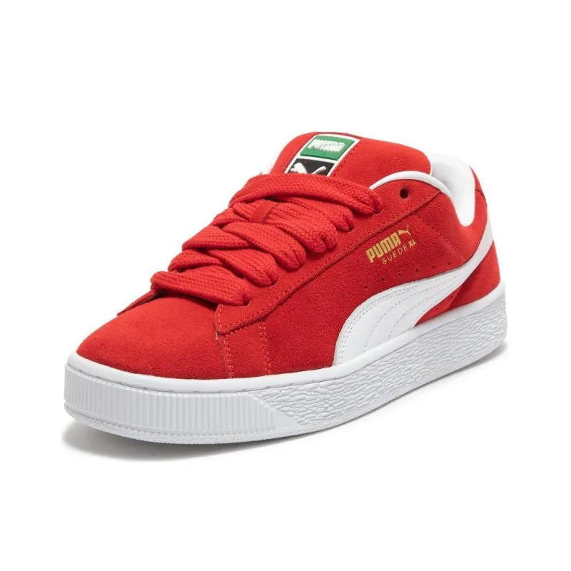 Puma Suede XL Abrasion-Resistant Low-Top Skateboarding Shoes for Men, Red and White