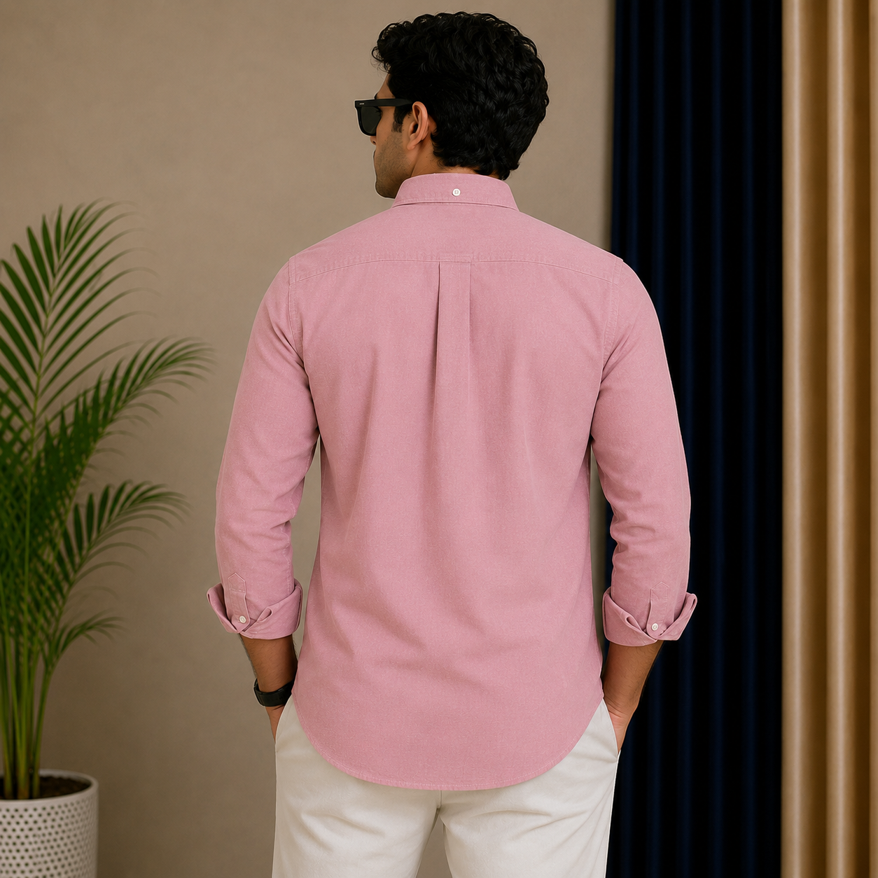 Po_lo RAL_PH LAU_REN Men’s Premium Dusty Pink Oxford Shirt – Embroidered Button-Down Full Sleeve Shirt