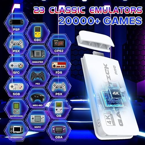SMARTCAM M15 pro 2.4G Wireless Game Controller & 4K Game Stick | HDR 3D Gaming | Dual Rocker | Pro Gaming Chip | Long-Range Play | TV Compatible | Classic & Modern Games.. (White)