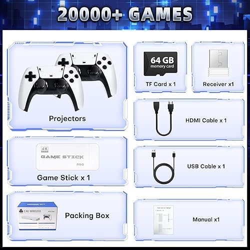 SMARTCAM M15 pro 2.4G Wireless Game Controller & 4K Game Stick | HDR 3D Gaming | Dual Rocker | Pro Gaming Chip | Long-Range Play | TV Compatible | Classic & Modern Games.. (White)