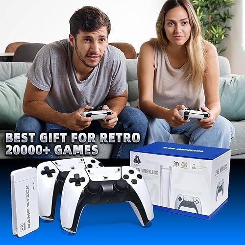 SMARTCAM M15 pro 2.4G Wireless Game Controller & 4K Game Stick | HDR 3D Gaming | Dual Rocker | Pro Gaming Chip | Long-Range Play | TV Compatible | Classic & Modern Games.. (White)