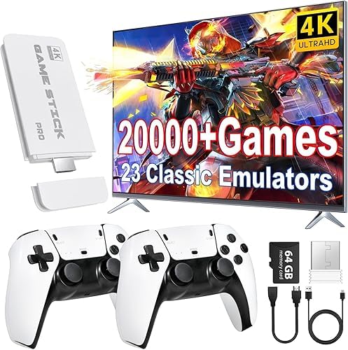 SMARTCAM M15 pro 2.4G Wireless Game Controller & 4K Game Stick | HDR 3D Gaming | Dual Rocker | Pro Gaming Chip | Long-Range Play | TV Compatible | Classic & Modern Games.. (White)
