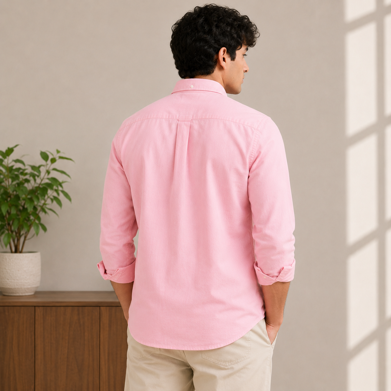 Lac_oste Men’s Pink Slim Fit Button-Down Shirt – Signature Crocodile Logo
