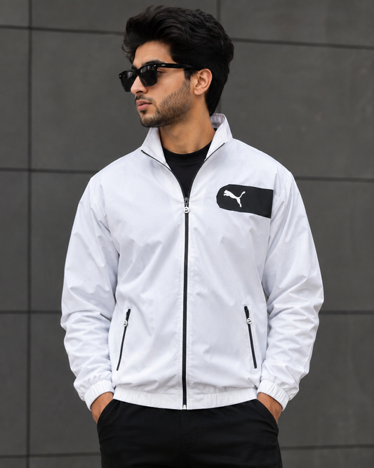 Pu_ma Men’s White Track Jacket – Premium Lightweight Sportswear