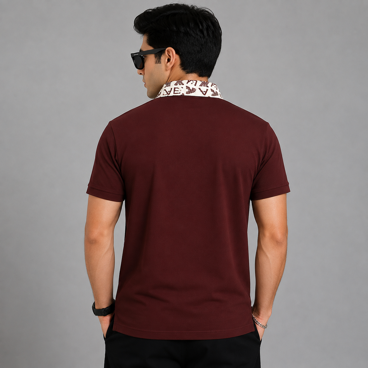 Men's Wine Premium Po_lo T-Shirt | Printed Collar Cotton Po_lo | Slim Fit Casual Po_lo Tee