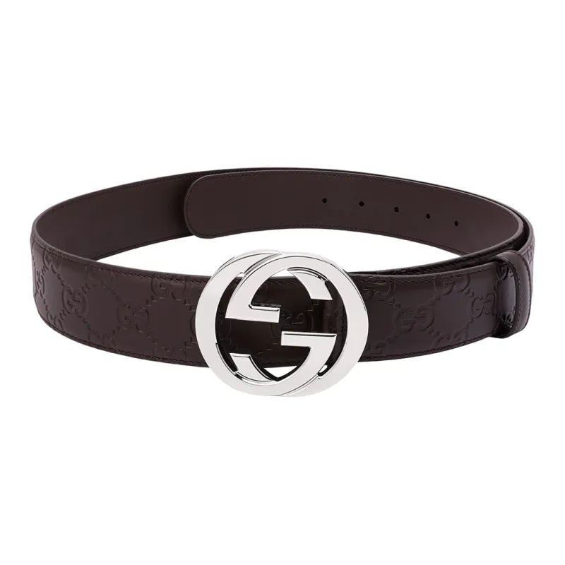 Gucci Signature Leather Belt Men's Brown 4cm Width