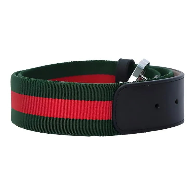 Gucci G Buckle Web Belt Green Red