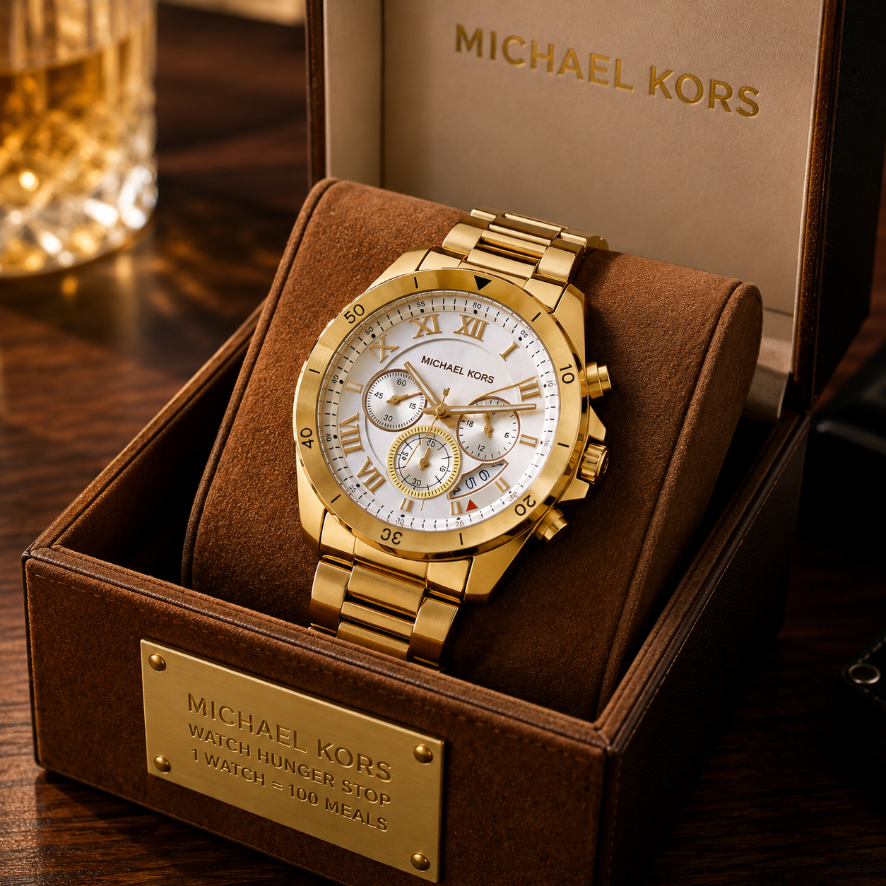 Mic_hael Ko_rs Gold-Tone Chronograph Men’s Watch – White Dial