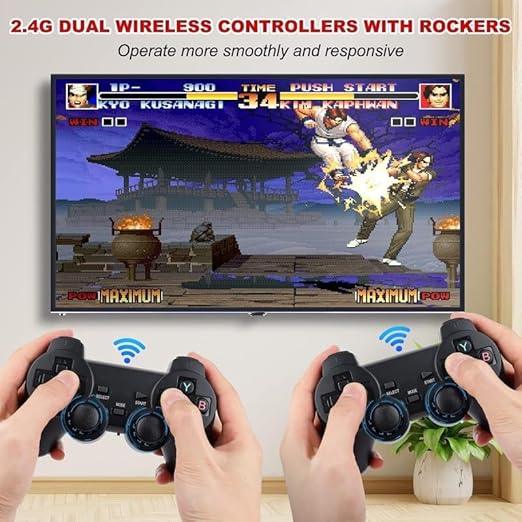 DWH Retro Gaming Stick Console for TV | Plug & Play HDMI Game Stick with Wireless Controllers | Classic Arcade-Style Home Gaming for 2 Players