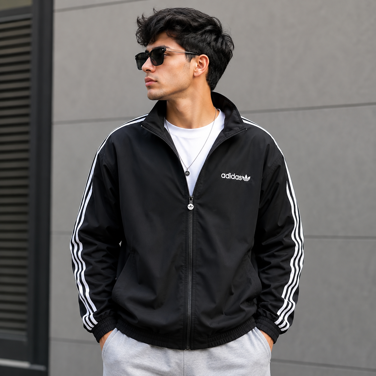 Adi_das Men’s Black 3-Stripe Track Jacket – Premium Zip-Up Sports Jacket