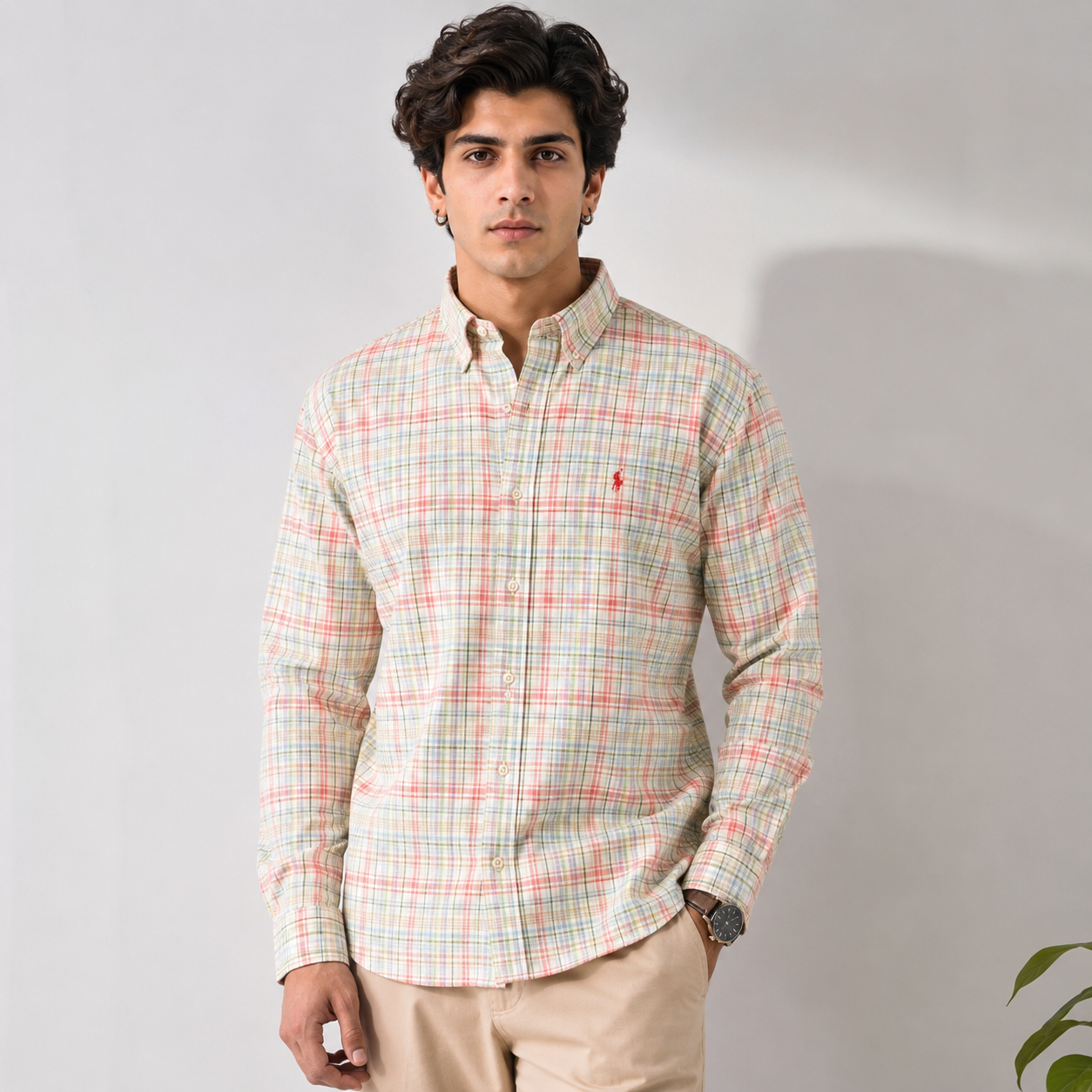 Po_lo Ra_lph Lau_ren Men's Pastel Check Button-Down Shirt | Premium Cotton | Custom Fit