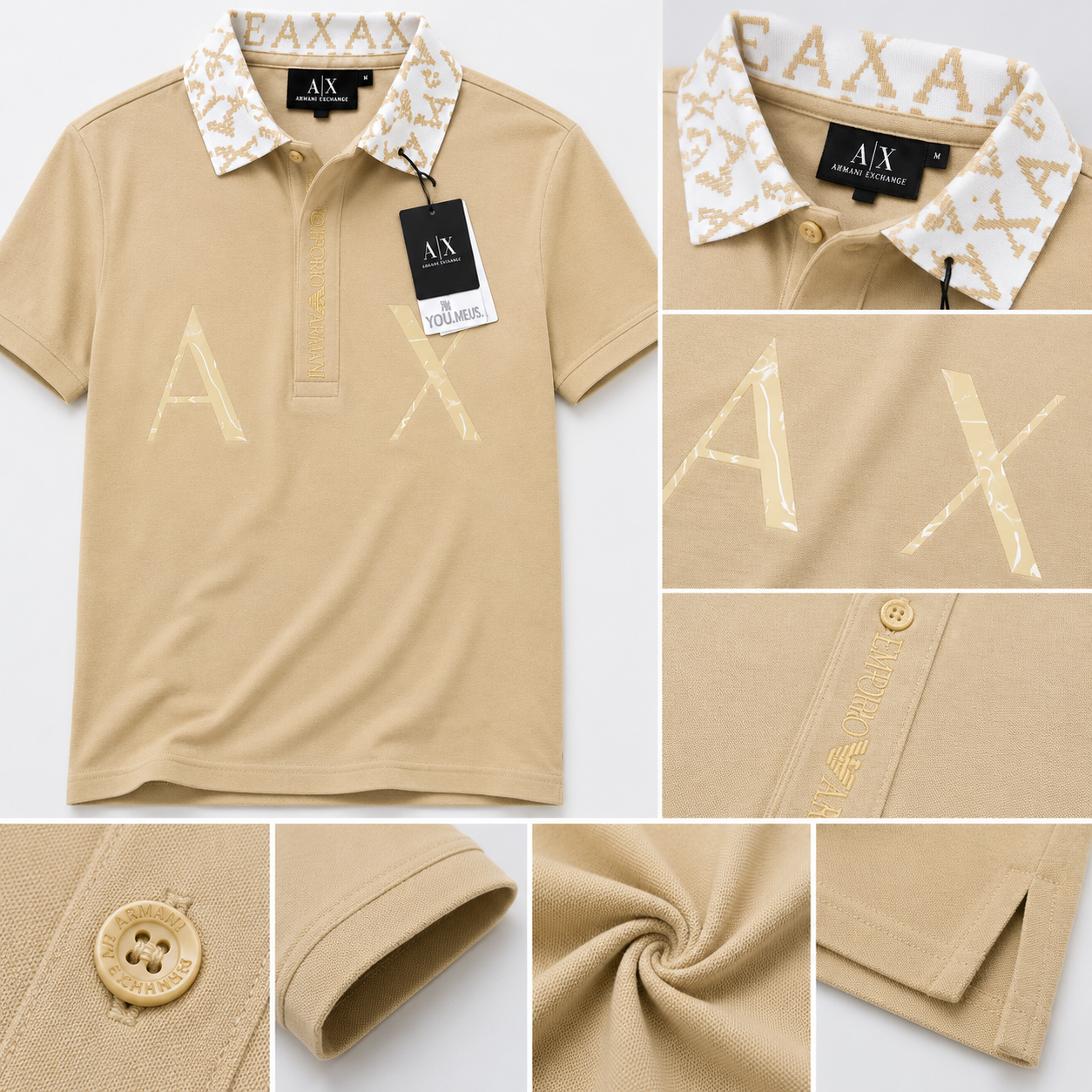 Men's Beige Premium Po_lo T-Shirt | Printed Collar Cotton Po_lo | Slim Fit Casual Po_lo Tee