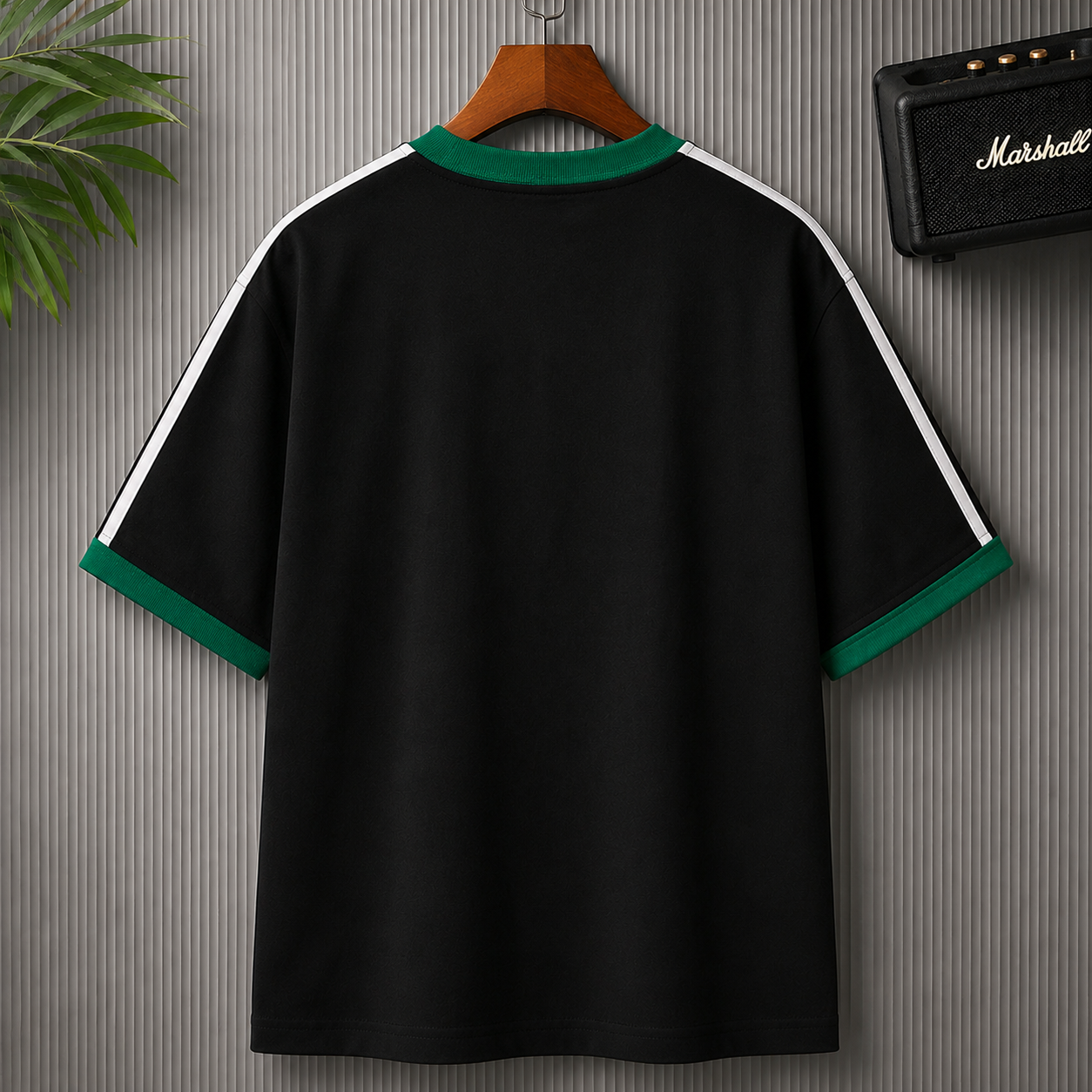 N_ew Yo_rk Yan-kees Oversized Black Contrast Stripe T-Shirt for Men