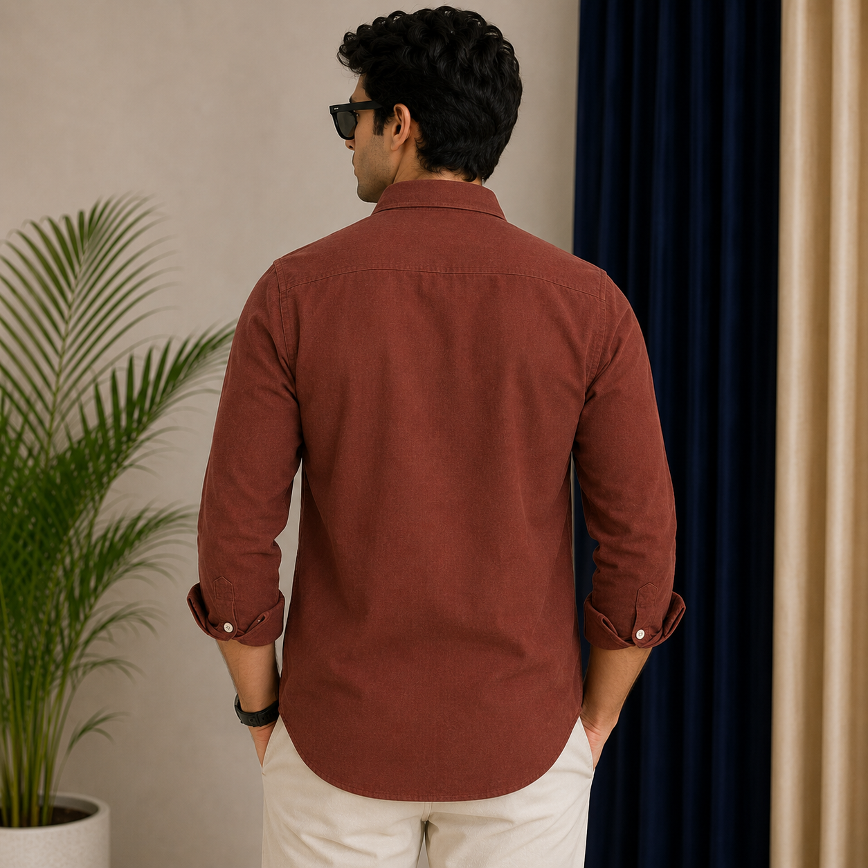 Po_lo RAL_PH LAU_REN Men’s Premium Rust Brown Oxford Shirt – Embroidered Button-Down Full Sleeve Shirt