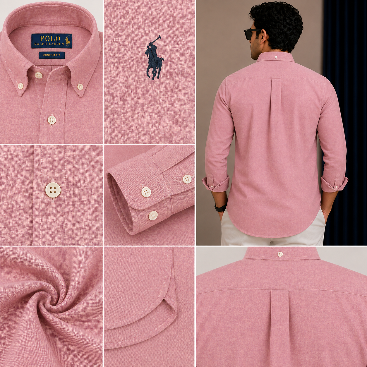 Po_lo RAL_PH LAU_REN Men’s Premium Dusty Pink Oxford Shirt – Embroidered Button-Down Full Sleeve Shirt