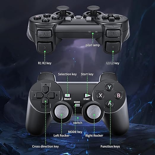 DWH Retro Gaming Stick Console for TV | Plug & Play HDMI Game Stick with Wireless Controllers | Classic Arcade-Style Home Gaming for 2 Players