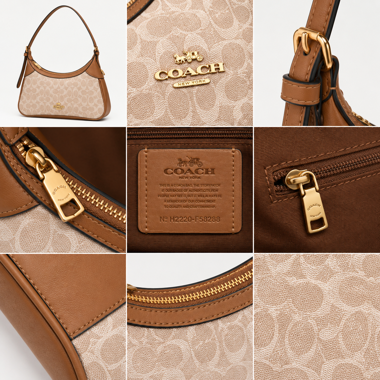 Co_ach Signature Beige & Tan Shoulder Bag – Luxury Women’s Handbag