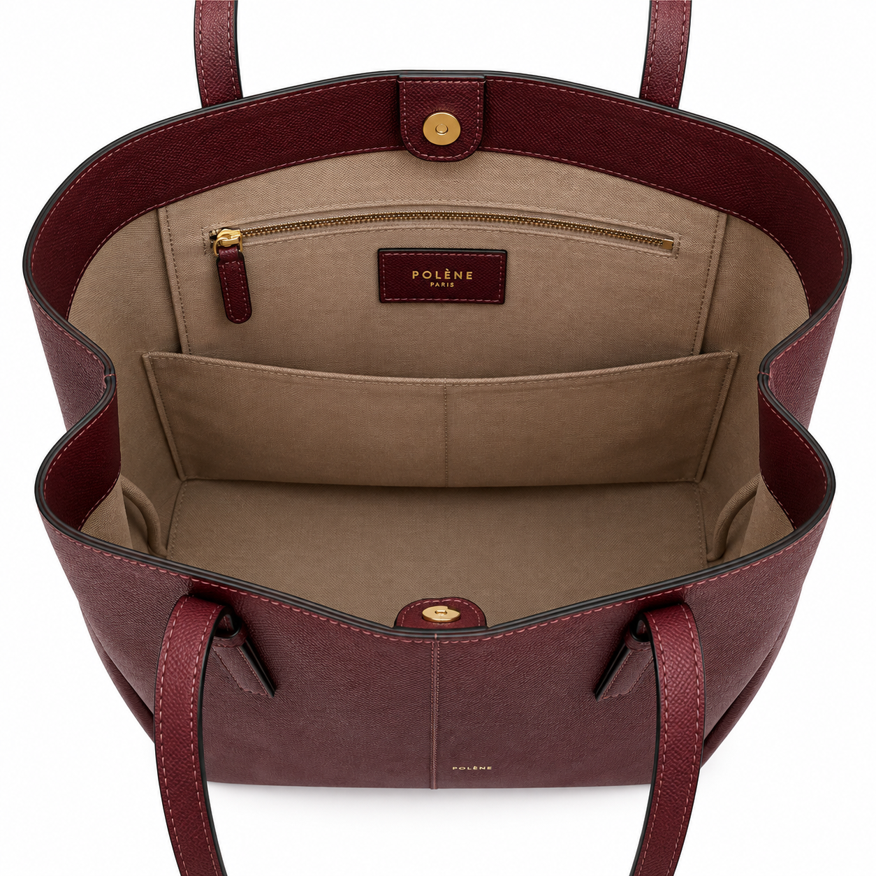 POL_ÈNE Women’s Burgundy Textured Tote Bag – Premium Large Shoulder Carryall