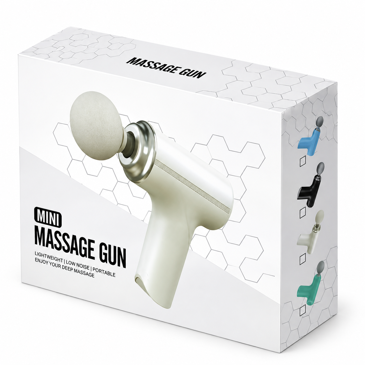 Mini Rechargeable Massage Gun – Portable Deep Tissue Muscle Massager with 4 Interchangeable Heads