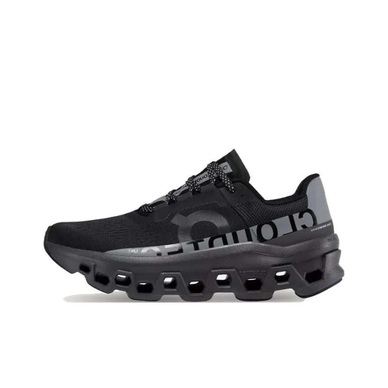 O_n Cloud Monster Lumos Shock Absorbers Anti-Slip + Abrasion-Resistant Low-Top Running Shoes men's Black