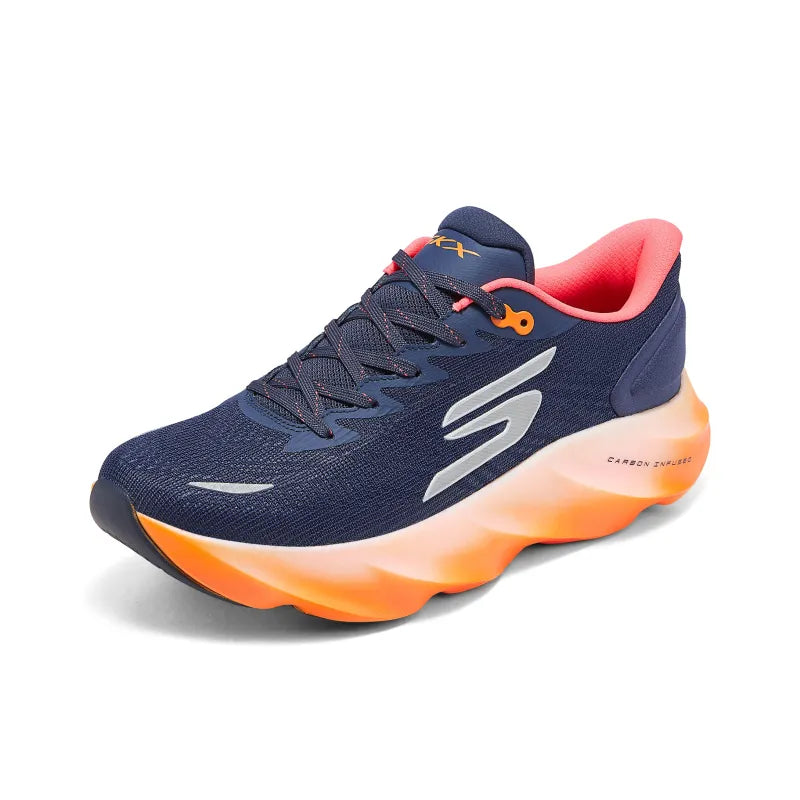 Skec_hers SKX Aero Burst Cushioning, Abrasion-Resistant Running Shoe for Men, Blue Orange