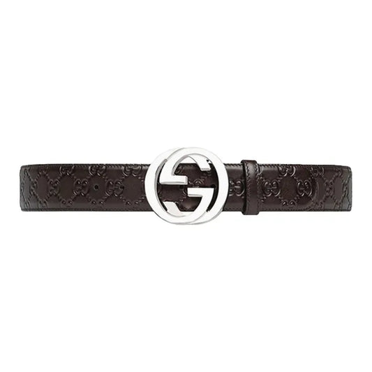 Gucci Signature Leather Belt Men's Brown 4cm Width