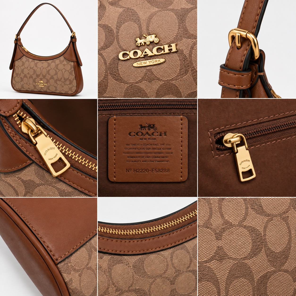 Co_ach Signature Brown Monogram Shoulder Bag – Luxury Women’s Handbag