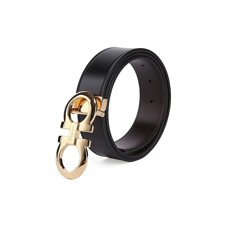 Ferragamo Reversible Adjustable Gancini Belt in Black Hickory
