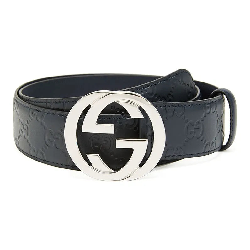 Gucci Signature Nickel Hardware, Leather Belt for Men, 4cm Width